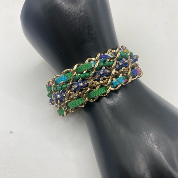 Vera Bradley Bracelet. Braided fabric, rhinestones, and magnetic gold-tone - Picture 3 of 5